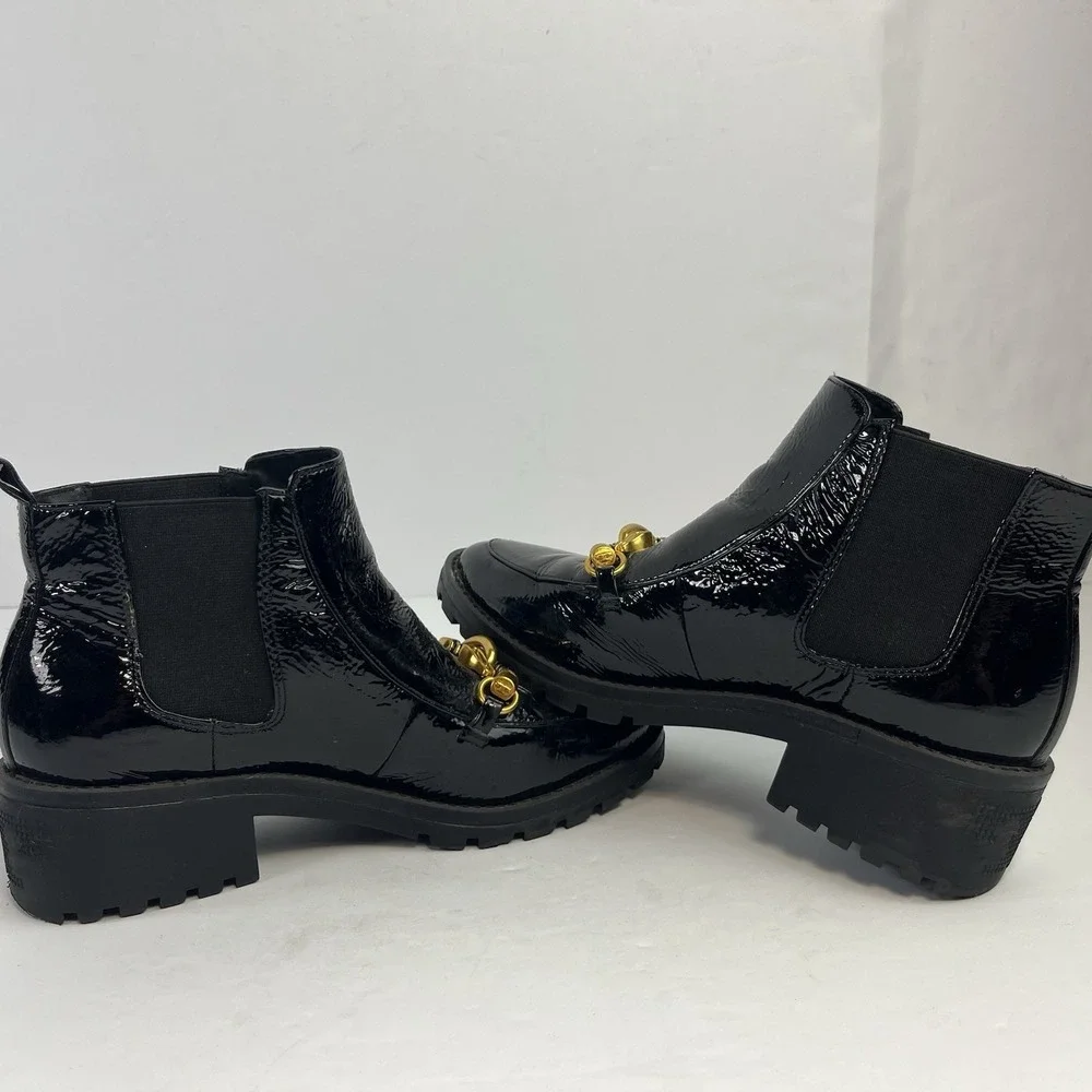 Tory Burch Jessa 45MM Lug Sole Chelsea Boots Perfect Black 61392 Size 7M